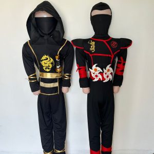 Disfraces de Ninja Rojo y Dorado para niños con accesorios