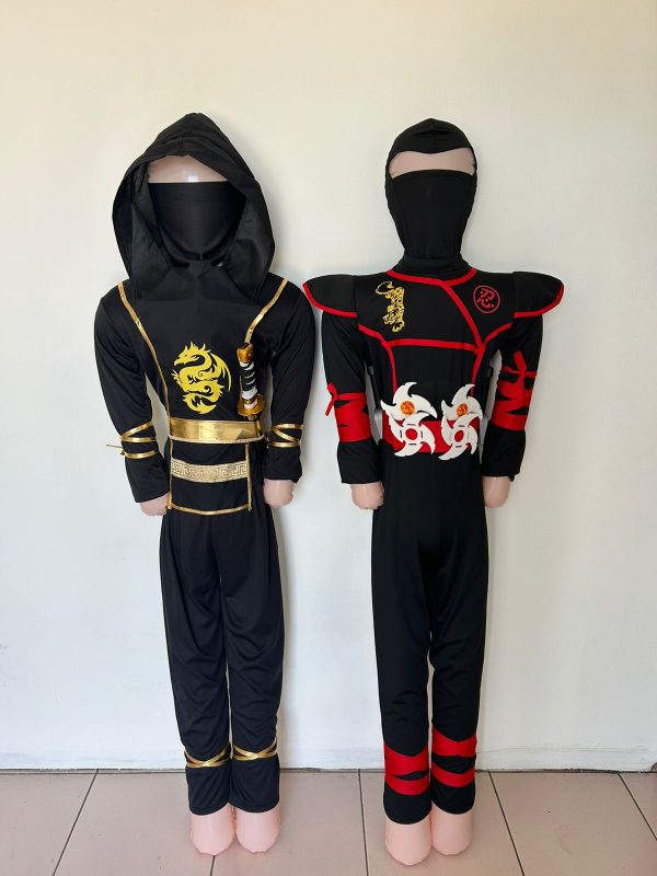 Disfraces de Ninja Rojo y Dorado para niños con accesorios