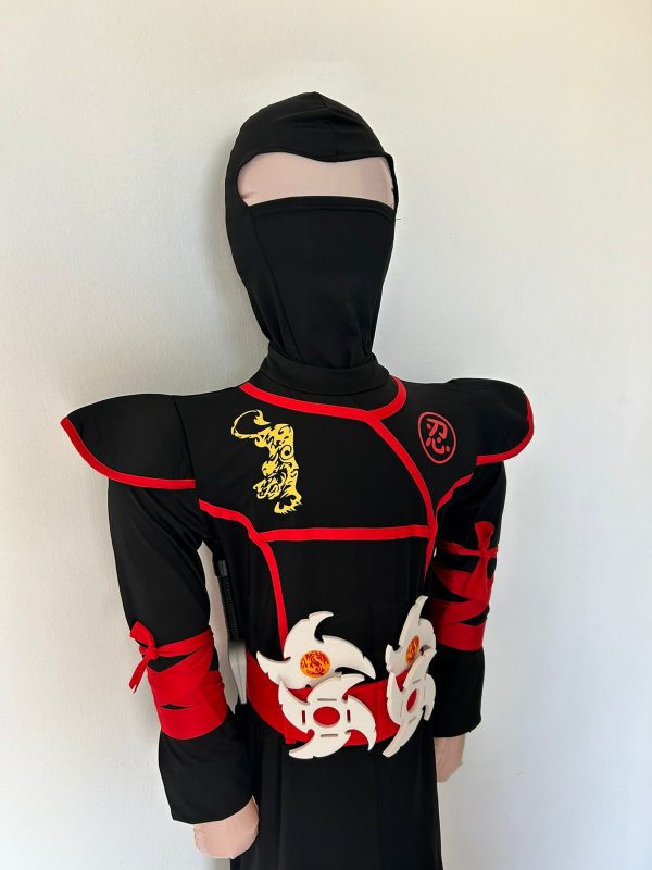 Disfraces de Ninja Rojo y Dorado para niños con accesorios - Imagen 2